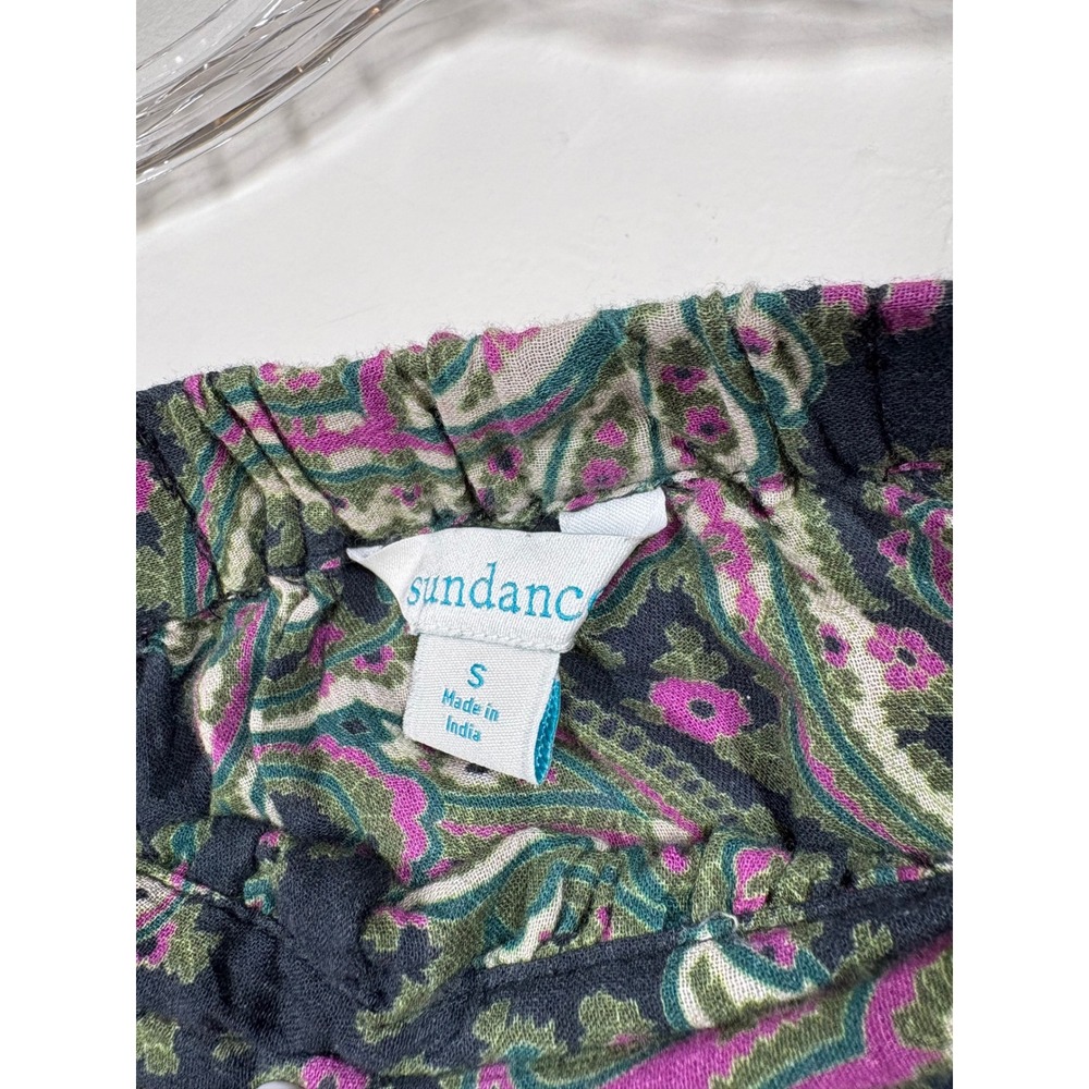 Sundance Womens Small Paisley Ruffle Cotton Midi Skirt Blue Purple Boho Floral - Picture 9 of 10